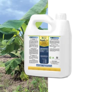 Envase de Emulf-Oil coadyuvante agrícola emulsificado con aceite vegetal, humectante y regulador de pH.