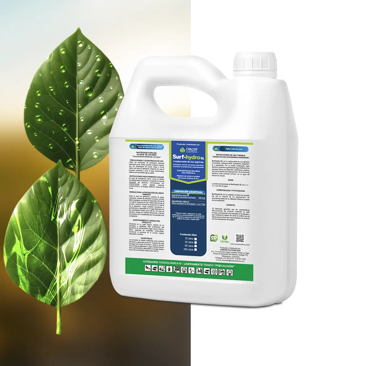 Envase de Surf-Hydro SL, coadyuvante agrícola multifuncional surfactante y humectante.