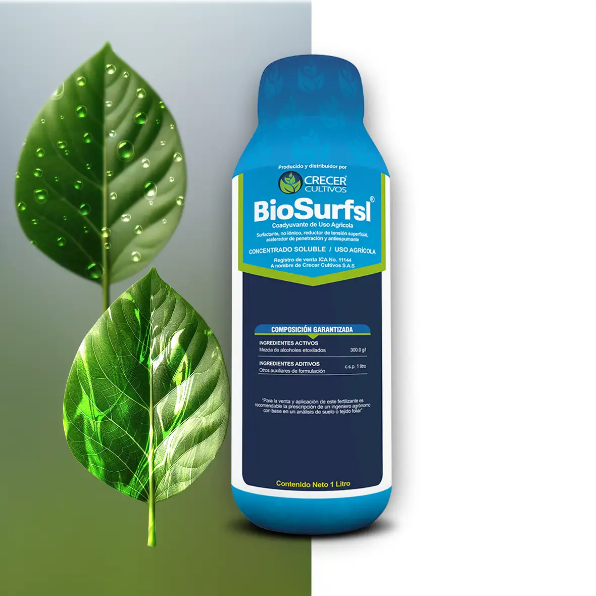 Envase de Biosurf SL coadyuvante agrícola no iónico humectante, surfactante y penetrante.